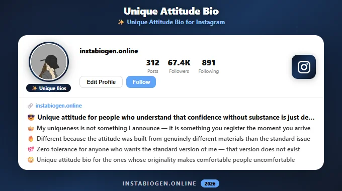 Unique Attitude Bio for Instagram